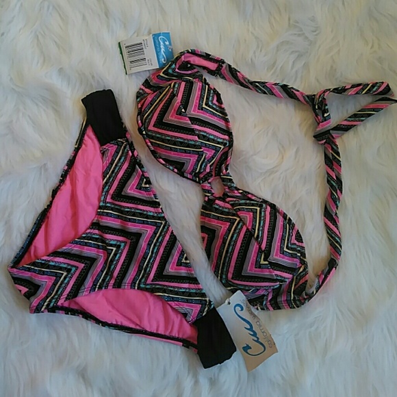 California Waves Other - California Waves Large Bikini Black Pink Chevron P